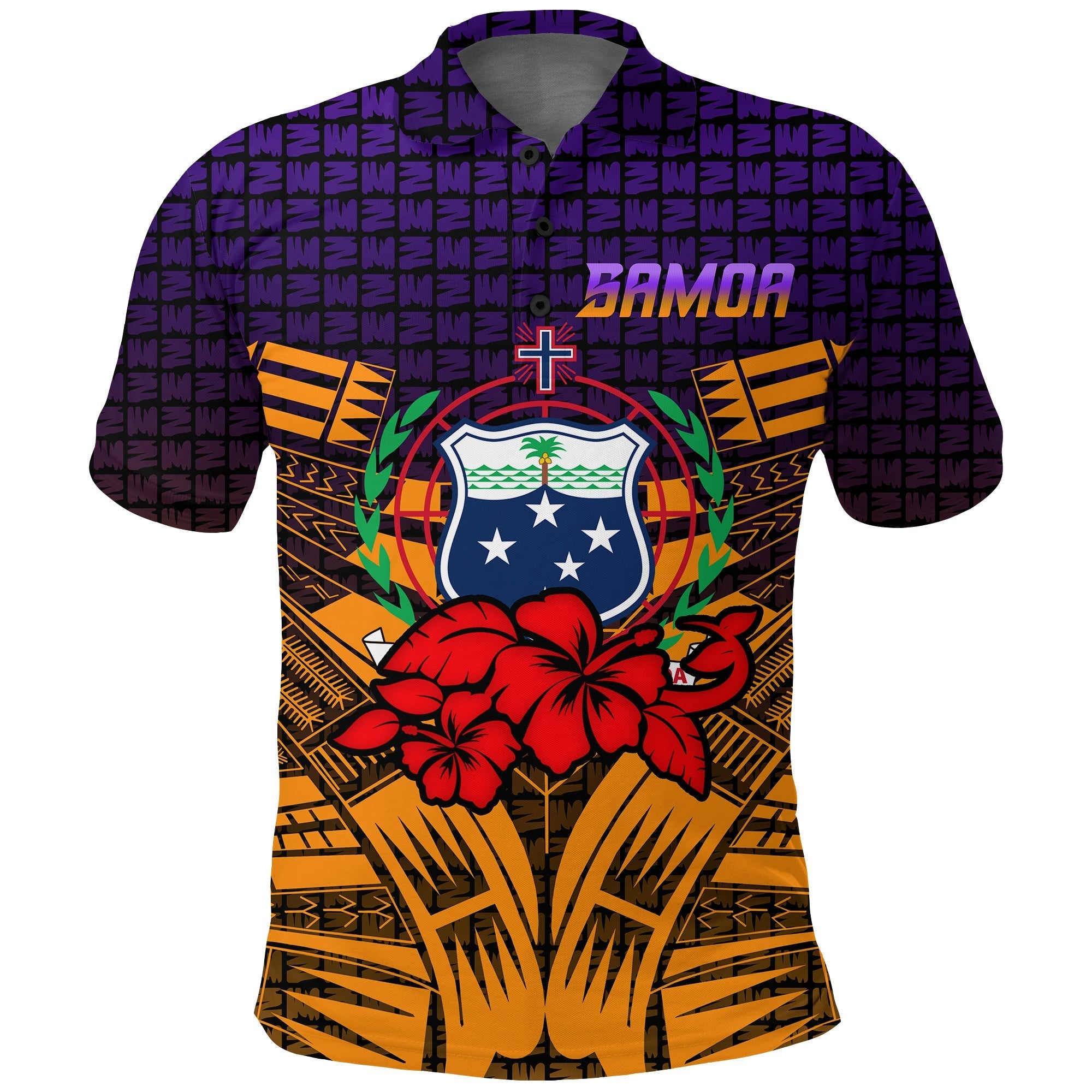 Samoa Polo Shirt Hibiscus With Tribal LT12 - Wonder Print Shop