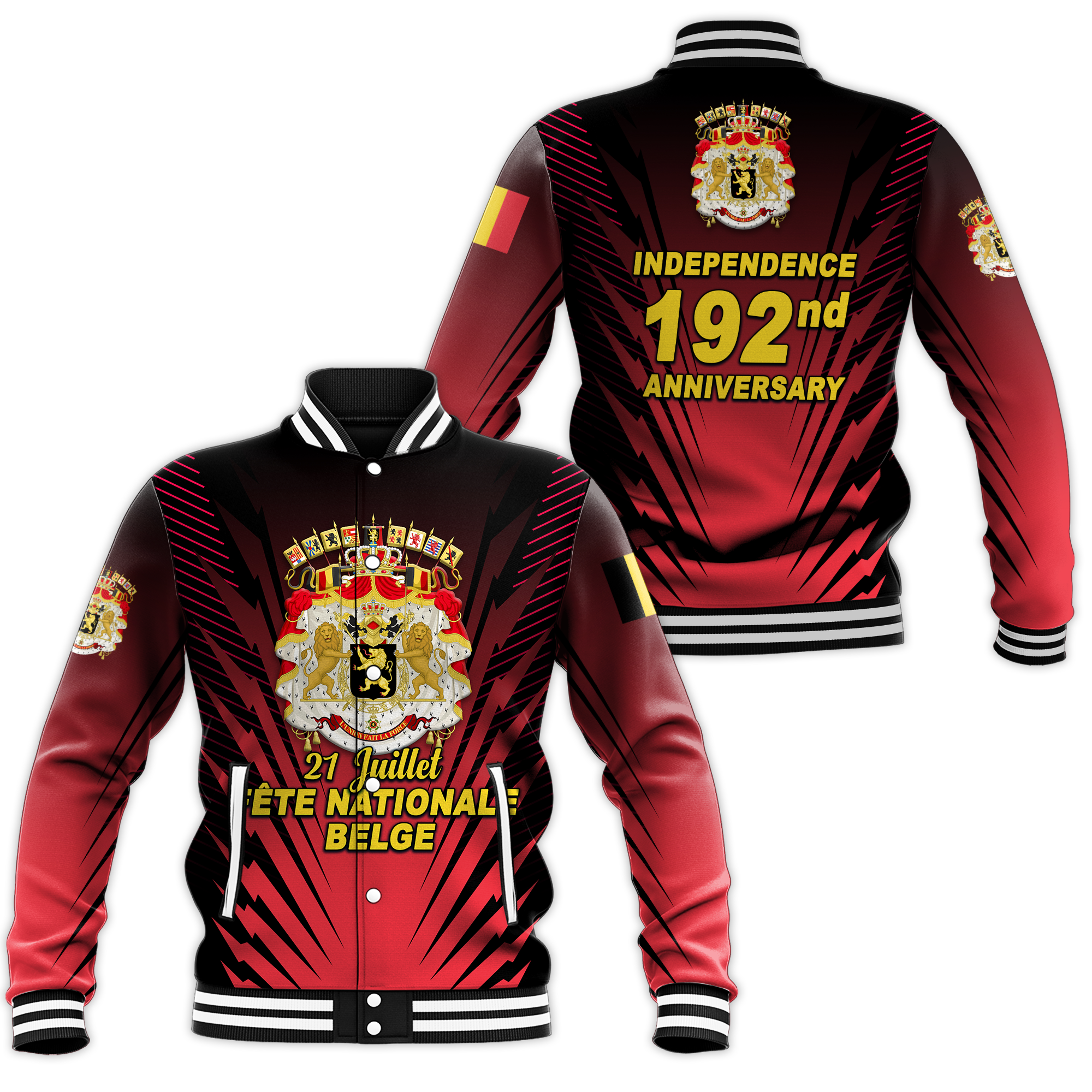 Belgium Independence Day Coat Of Arms Baseball Jacket LT12 - Wonder Print Shop