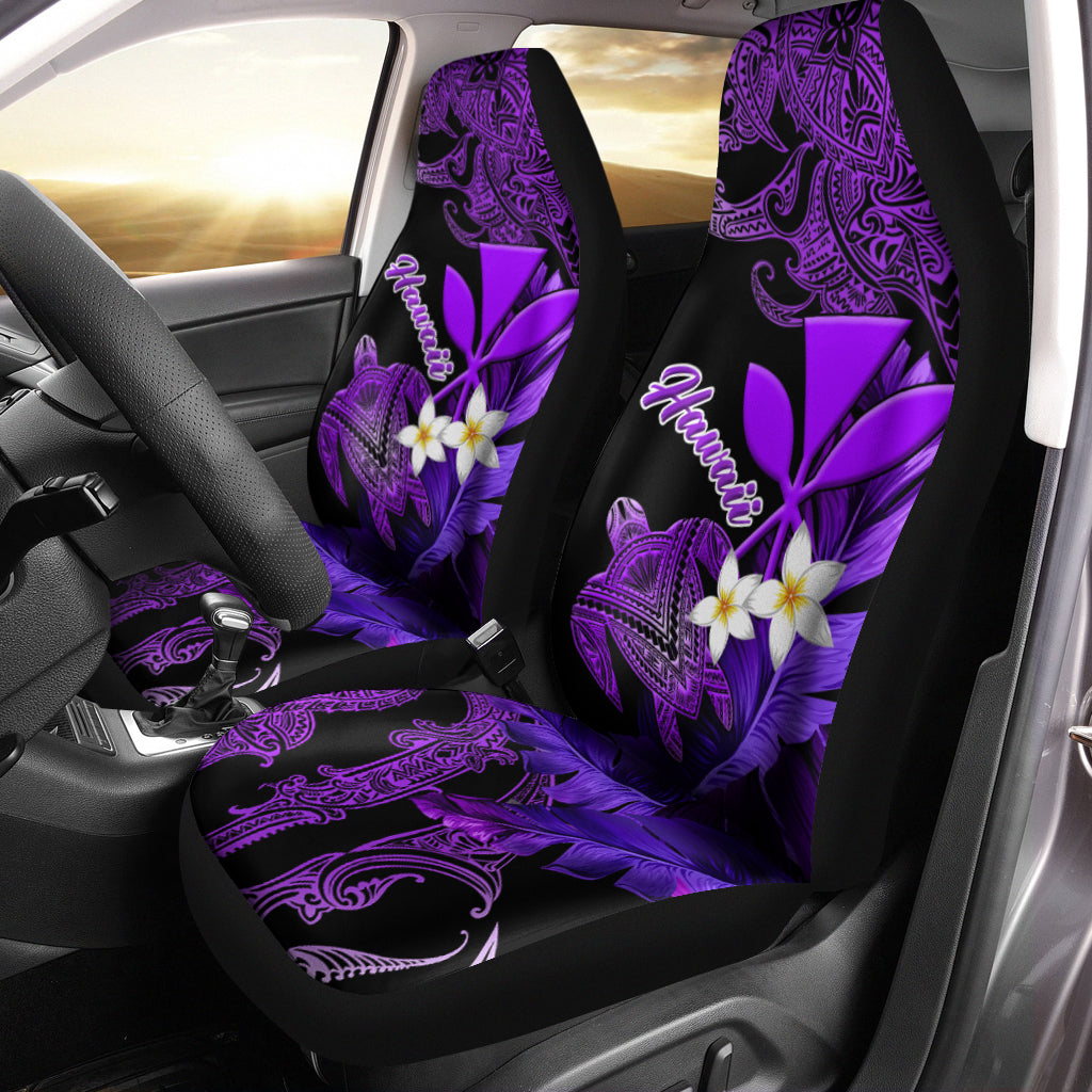 Hawaii Turtle With Plumeria Leaf Purple Car Seat Covers - LT12 - Wonder Print Shop