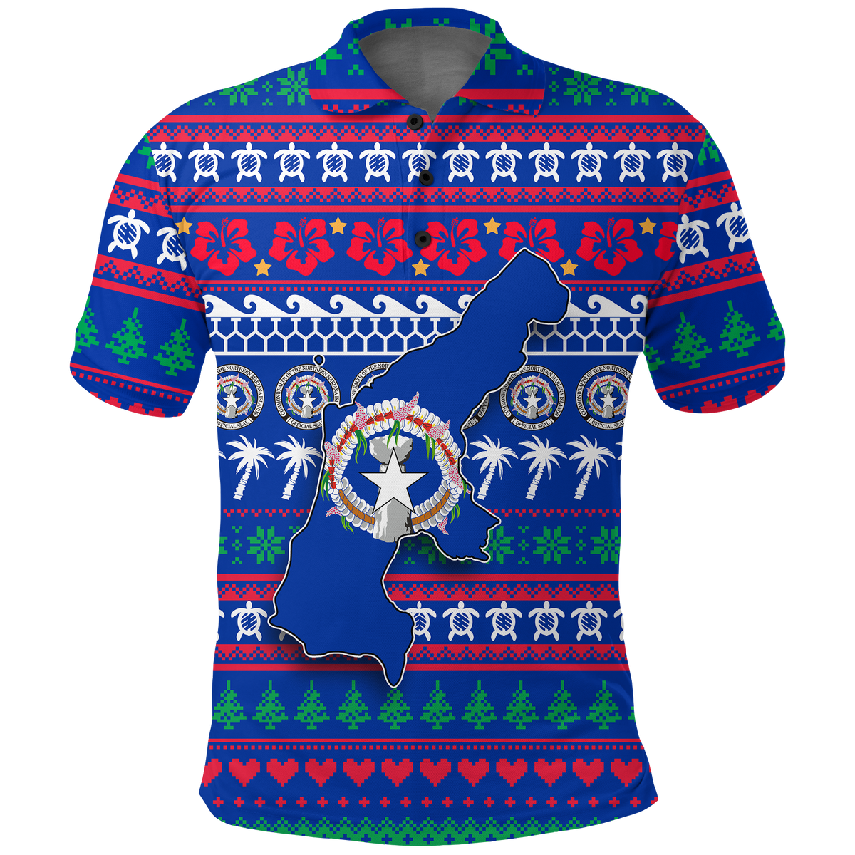 Northern Mariana Islands Polo Shirt Christmas Ugly Christmas LT12 - Wonder Print Shop