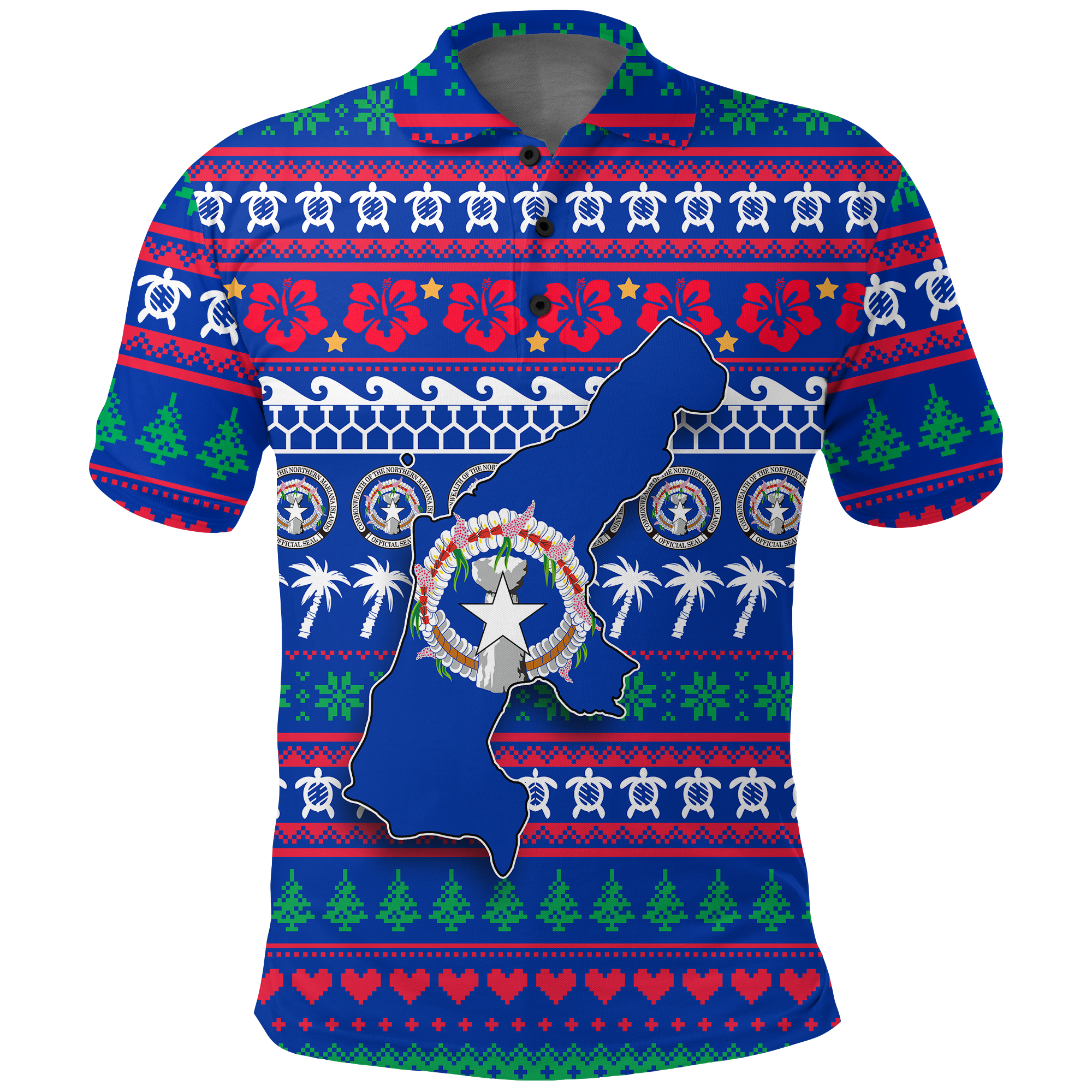 Northern Mariana Islands Polo Shirt Christmas Ugly Christmas LT12 - Wonder Print Shop