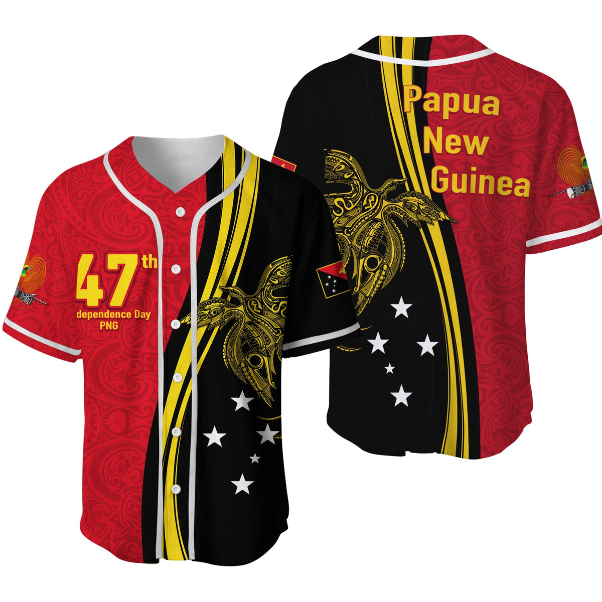 Papua New Guinea Independence Anniversary Polynesian Tribal Baseball Jersey - LT12 - Wonder Print Shop