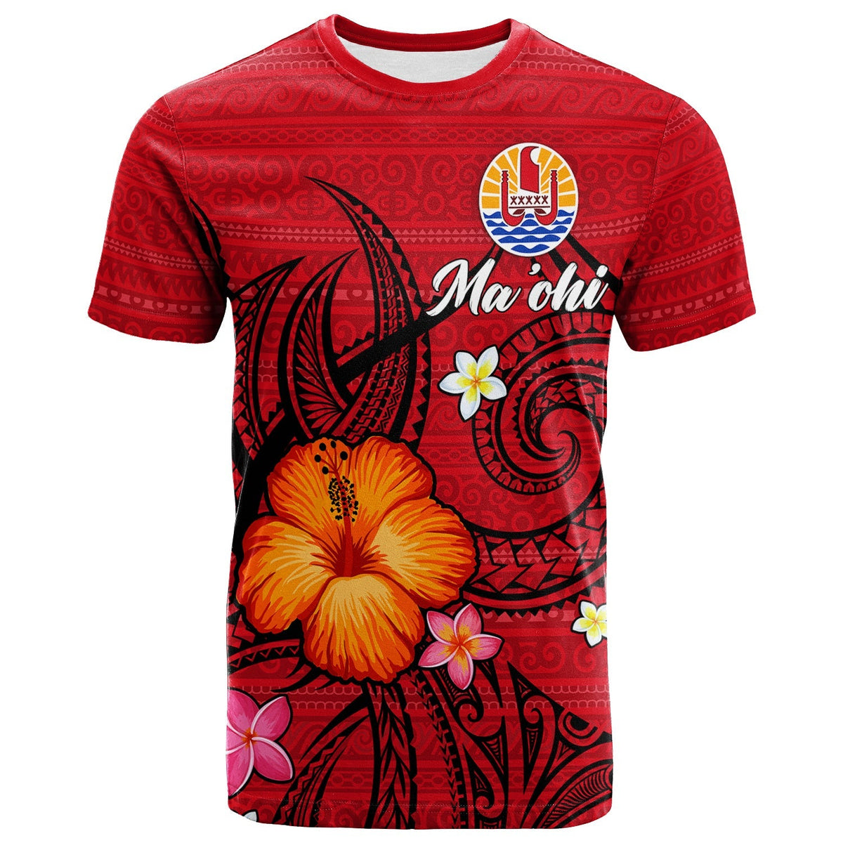 Custom Tahiti Maohi T Shirt Hibiscus With Tribal LT12 - Wonder Print Shop