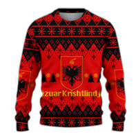 Albania Christmas Gezuar Krishtlindjet Ugly Pattern Sweatshirt - LT12 - Wonder Print Shop
