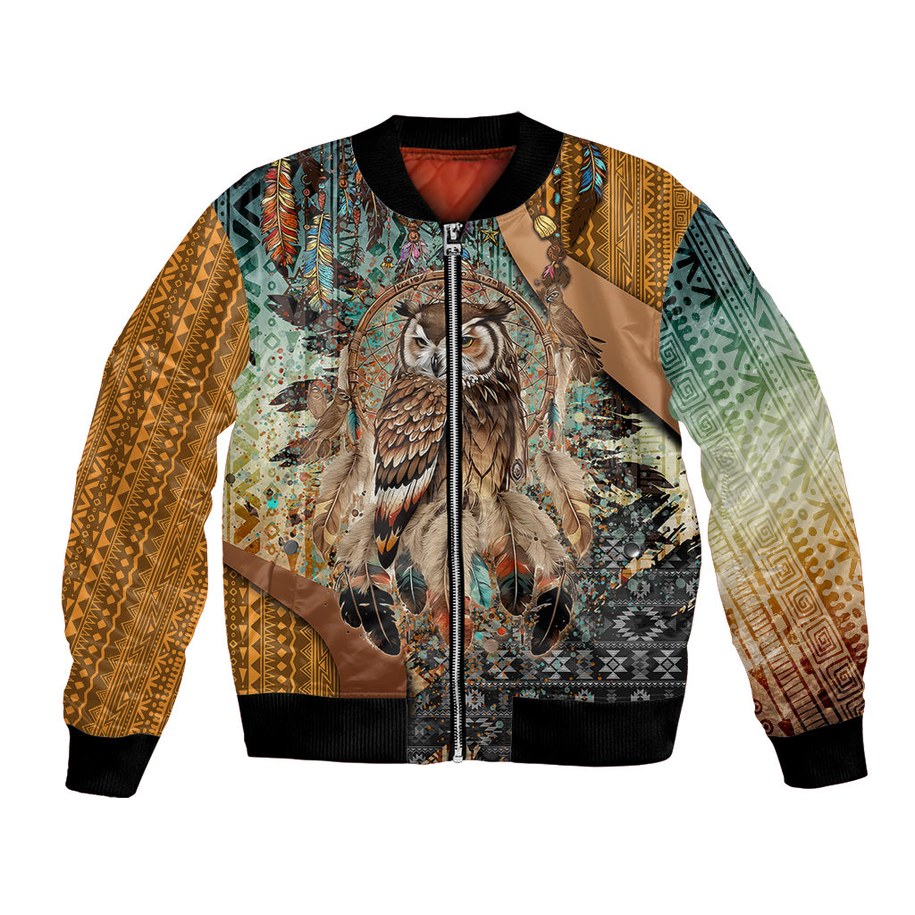 Native American Dreamcatcher Owl and Feathers Bomber Jacket - Wonder Print Shop