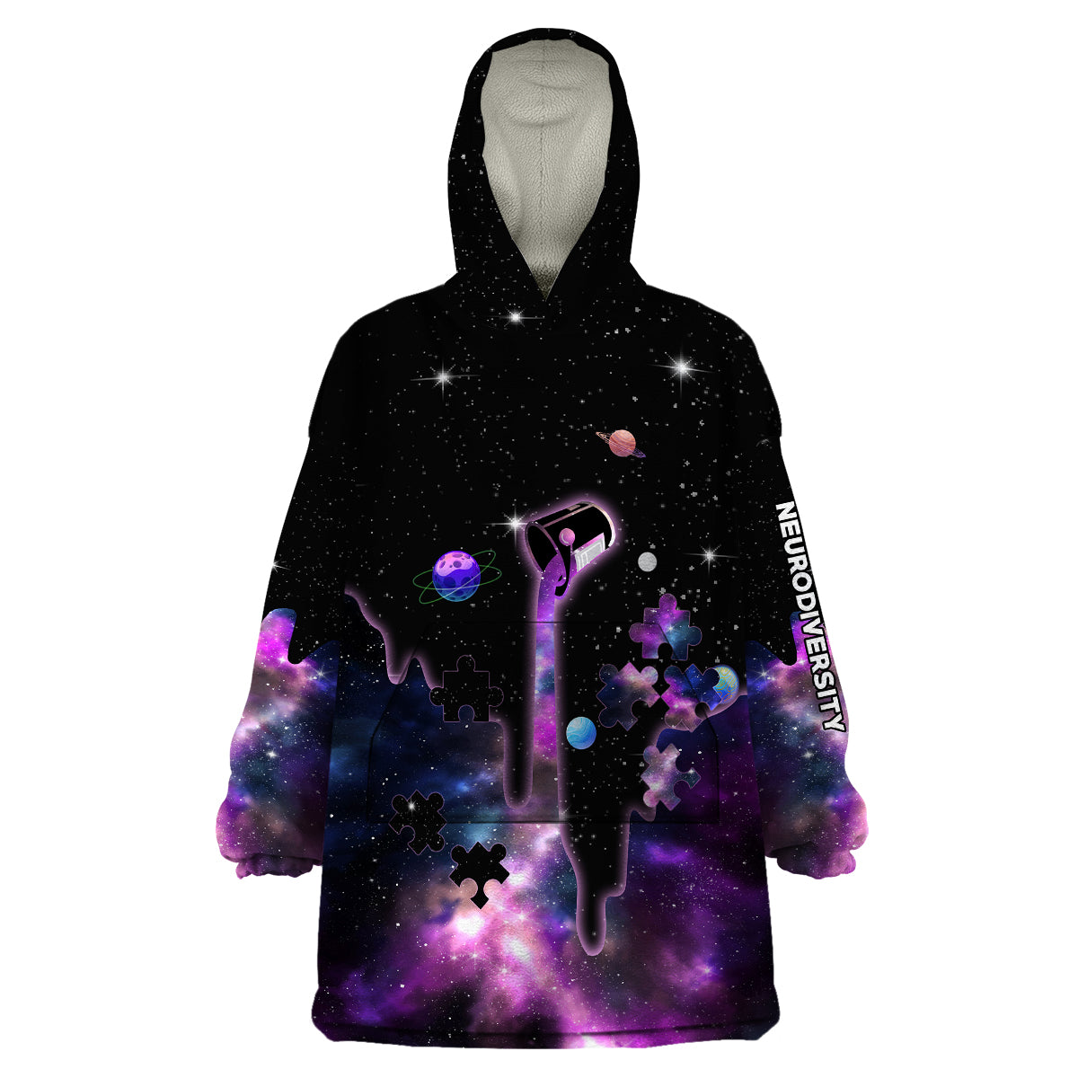 Autism Awareness Month Neurodiversity Galaxy Style Wearable Blanket Hoodie TS07 - Wonder Print Shop