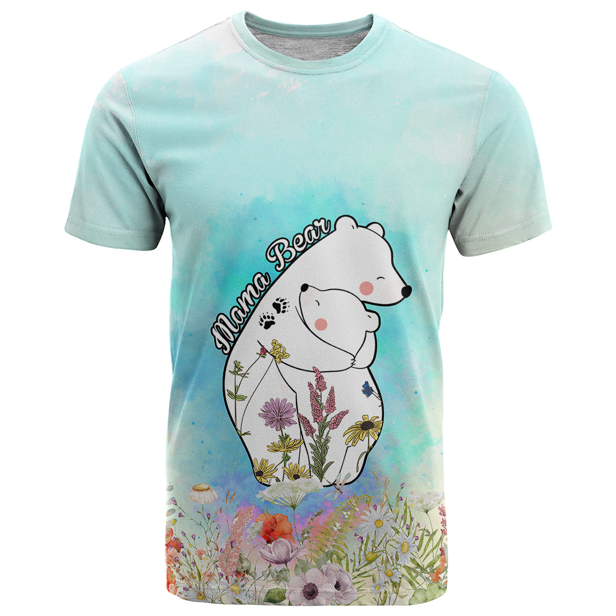 Mother's Day Mama Bear Mix Wild Flowers T Shirt TS07 - Wonder Print Shop