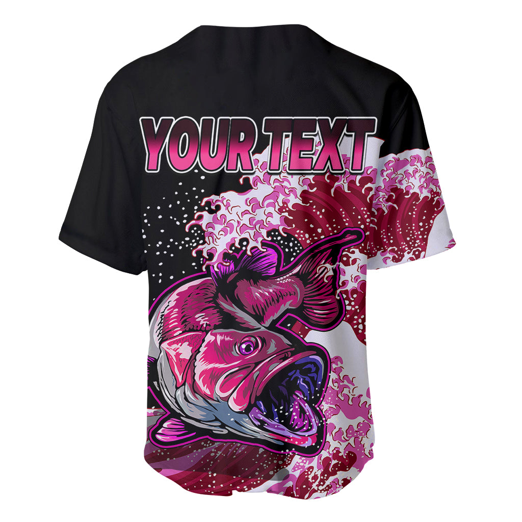 (Custom Personalised) Bass Fishing Pink Baseball Jersey LT9 - Wonder Print Shop