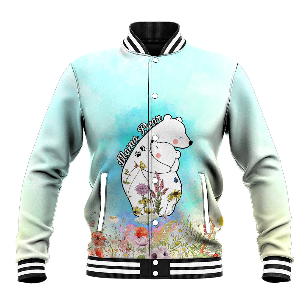 Mother's Day Mama Bear Mix Wild Flowers Baseball Jacket TS07 - Wonder Print Shop