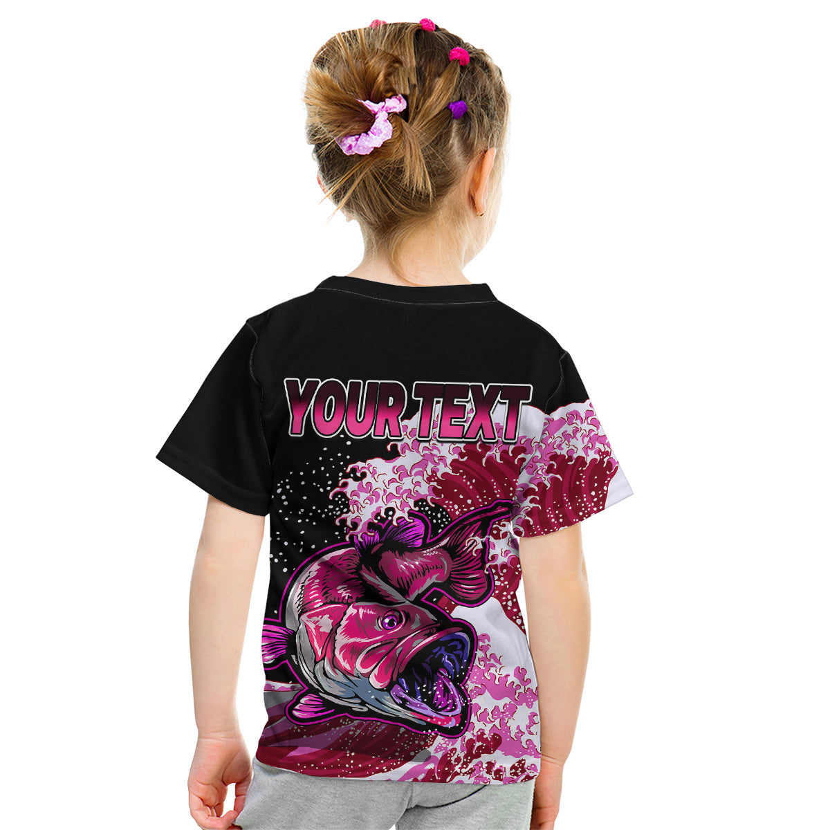 (Custom Personalised) Bass Fishing Pink Kid T Shirt - Wonder Print Shop