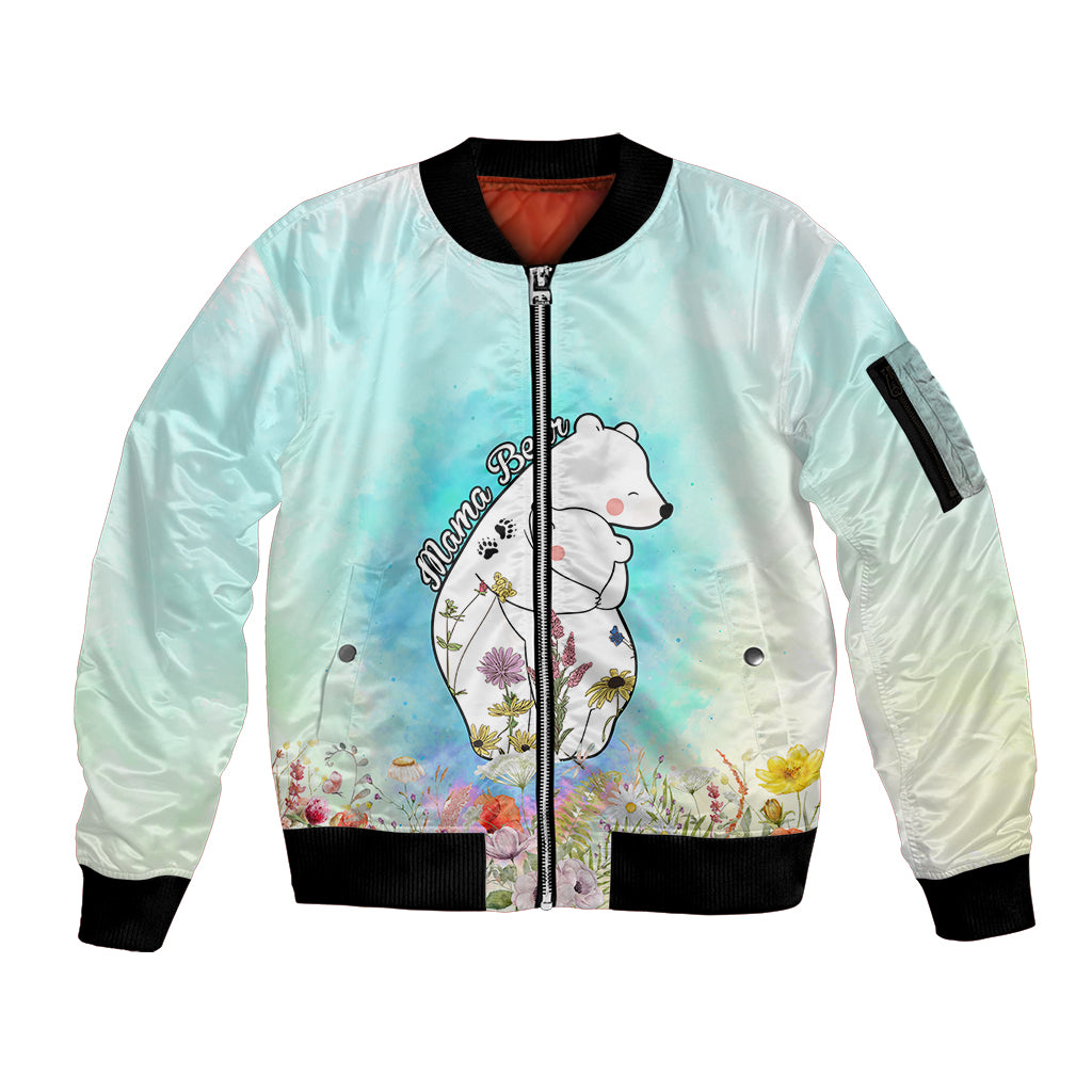 Mother's Day Mama Bear Mix Wild Flowers Sleeve Zip Bomber Jacket TS07 - Wonder Print Shop