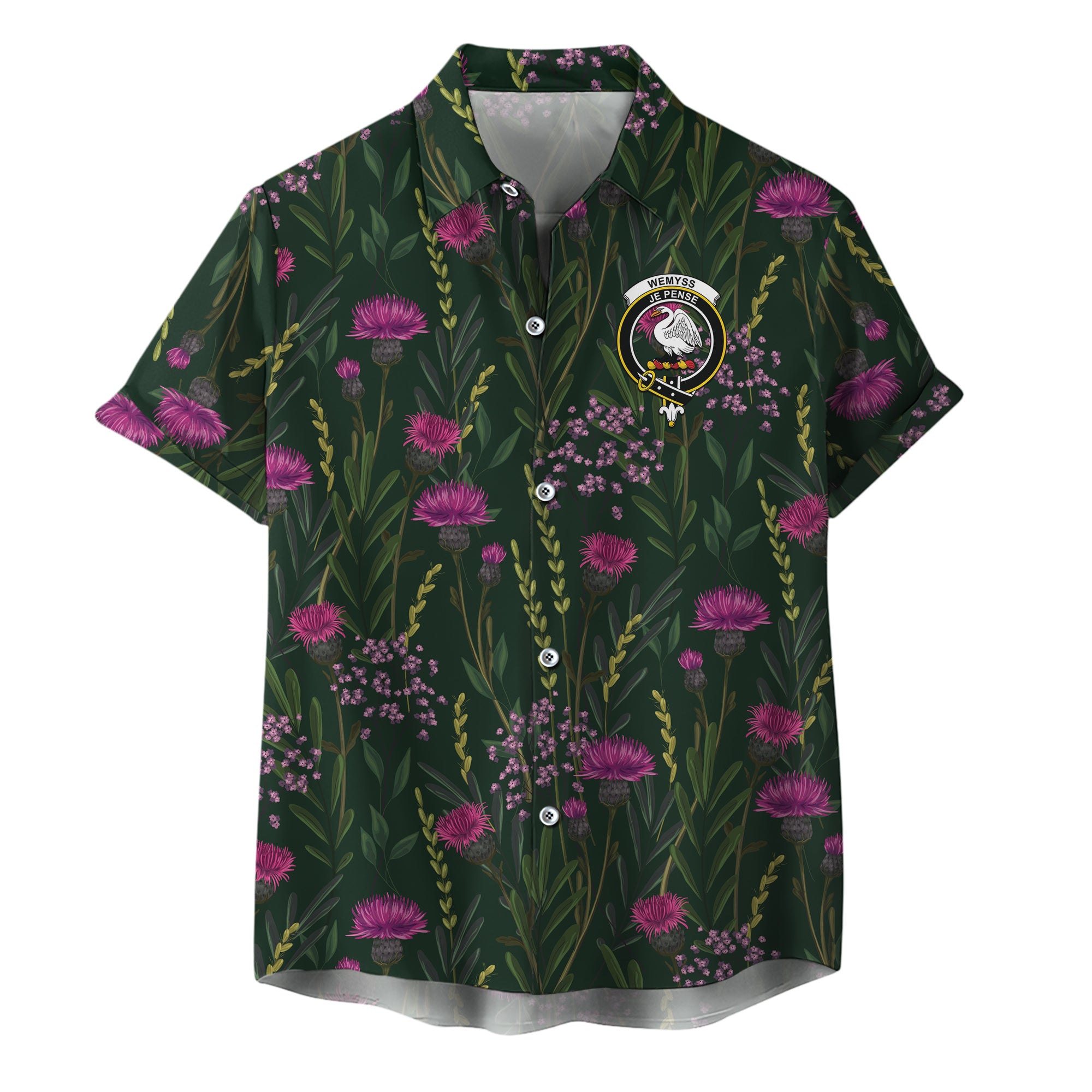 scottish-wemyss-clan-crest-thistle-hawaiian-shirt
