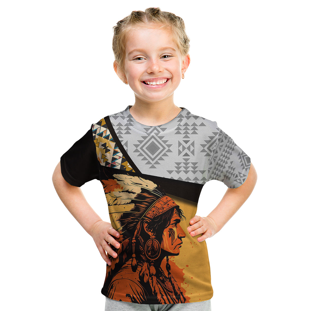 Native American Warrior Arrow Dreamcatcher African Pattern Kid T Shirt - Wonder Print Shop