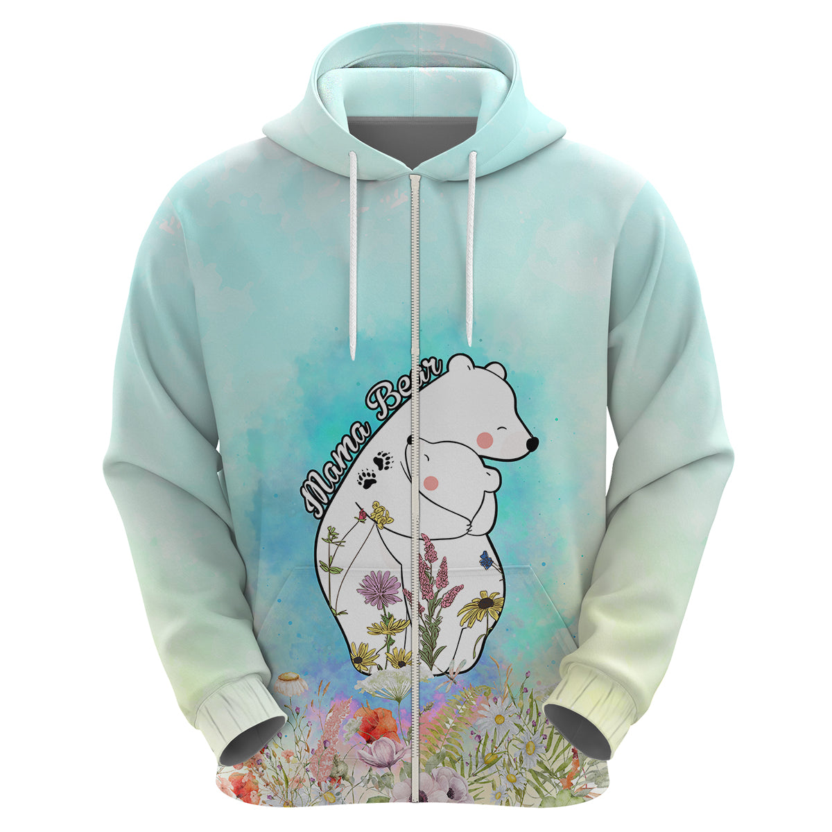 Mothers Day Mama Bear Mix Wild Flowers Hoodie TS07 - Wonder Print Shop
