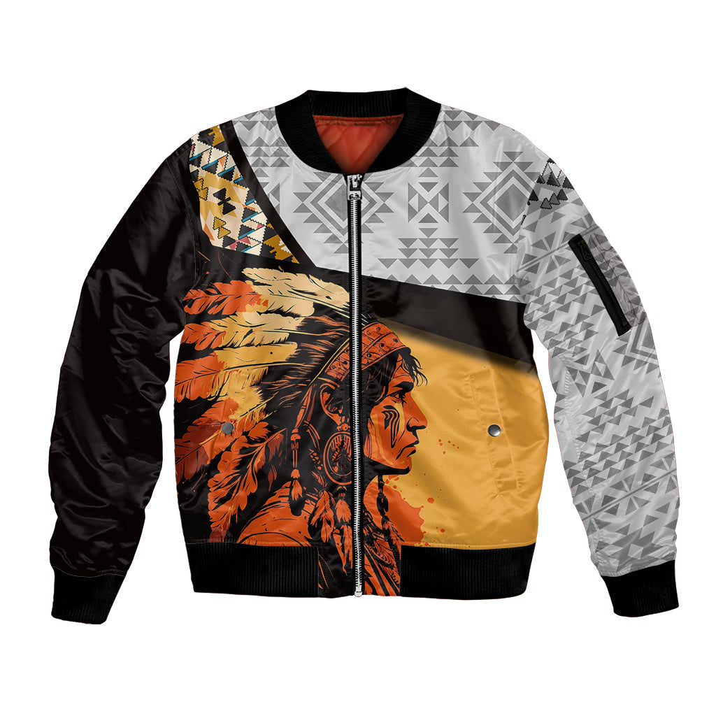 Native American Warrior Arrow Dreamcatcher African Pattern Sleeve Zip Bomber Jacket - Wonder Print Shop