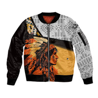 Native American Warrior Arrow Dreamcatcher African Pattern Sleeve Zip Bomber Jacket - Wonder Print Shop