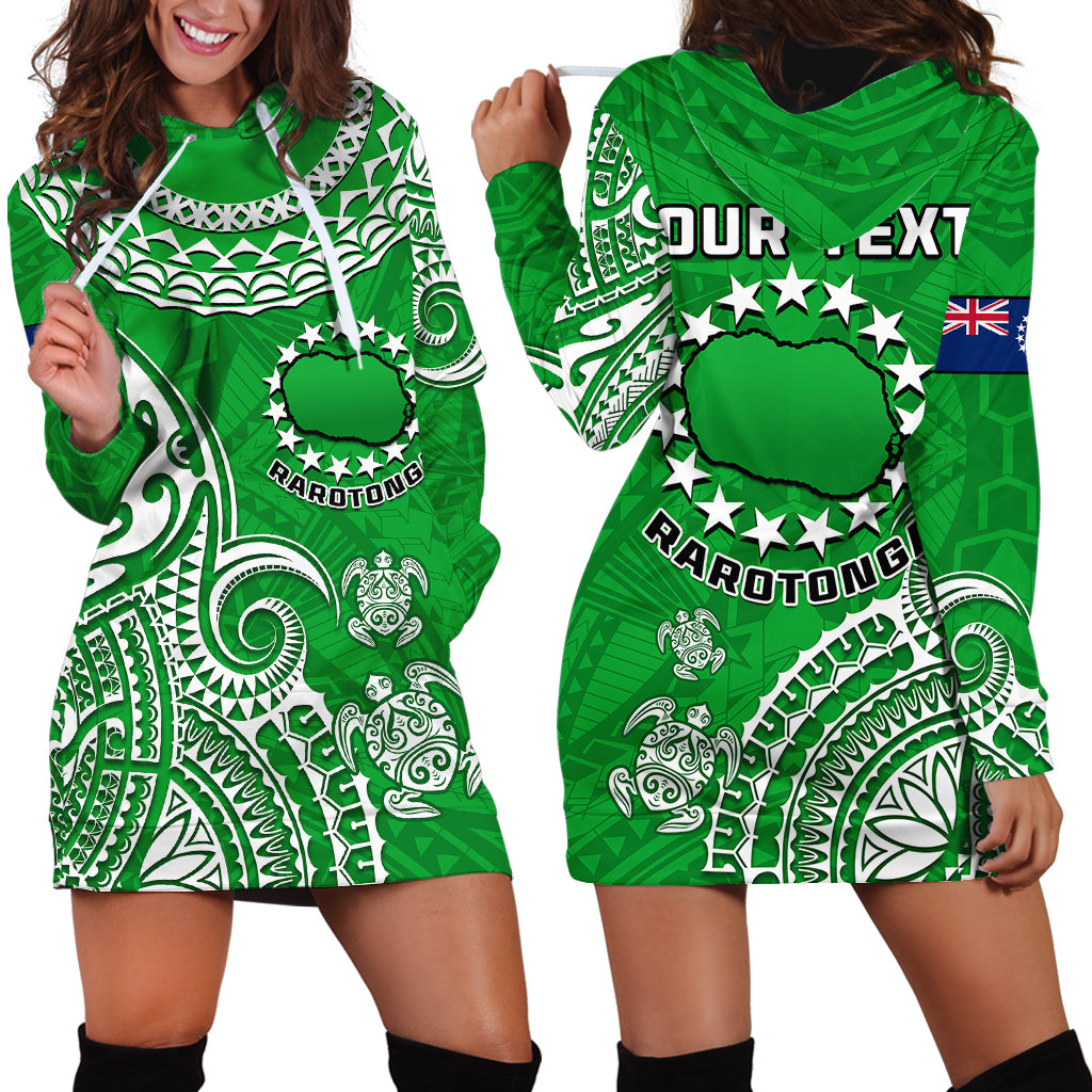 (Custom Personalised) Rarotonga Cook Islands Polynesian Turtle Art Hoodie Dress - Wonder Print Shop