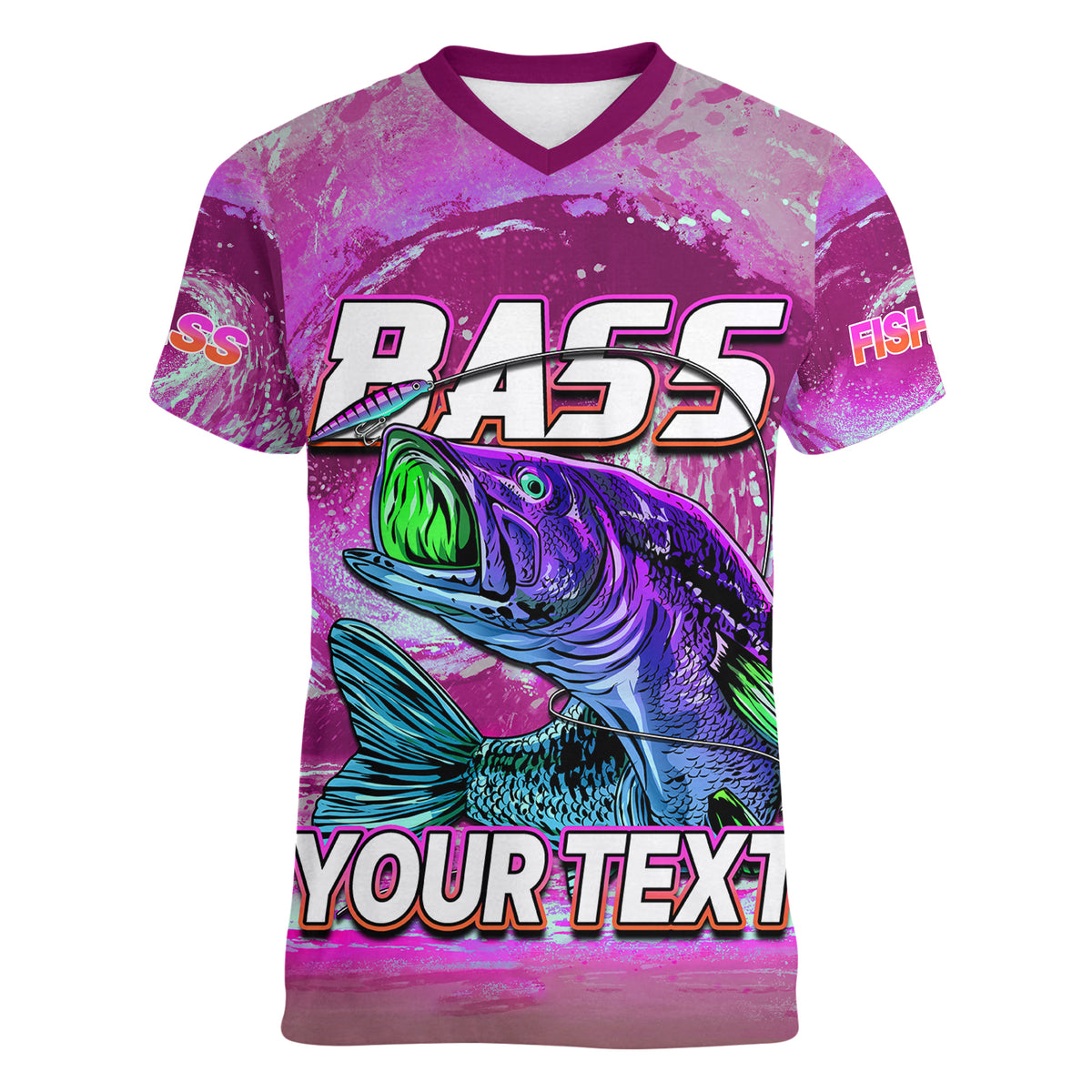 (Custom Personalised) Bass Fishing is Life Hook Sport Largemouth Pink Women V Neck T Shirt - Wonder Print Shop