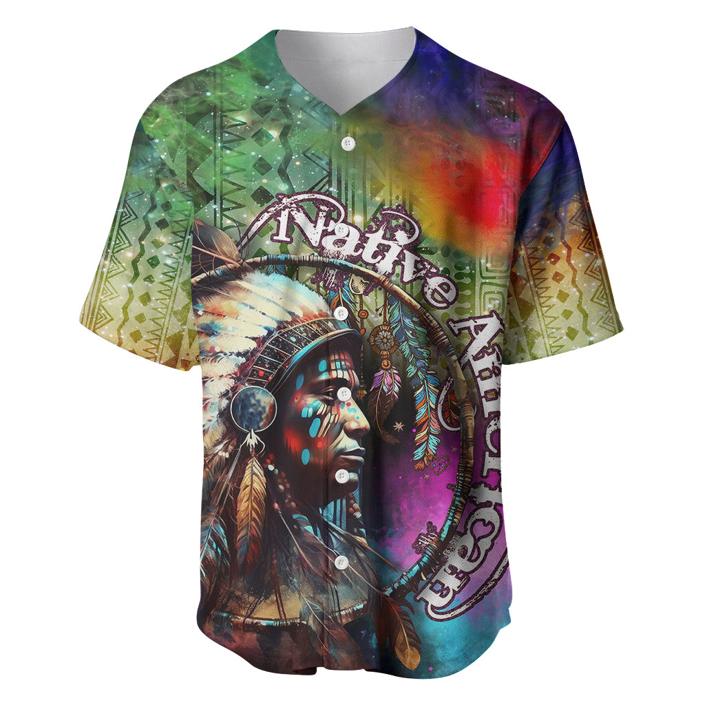 Native American Indian Chief Man Headdress Baseball Jersey - Wonder Print Shop