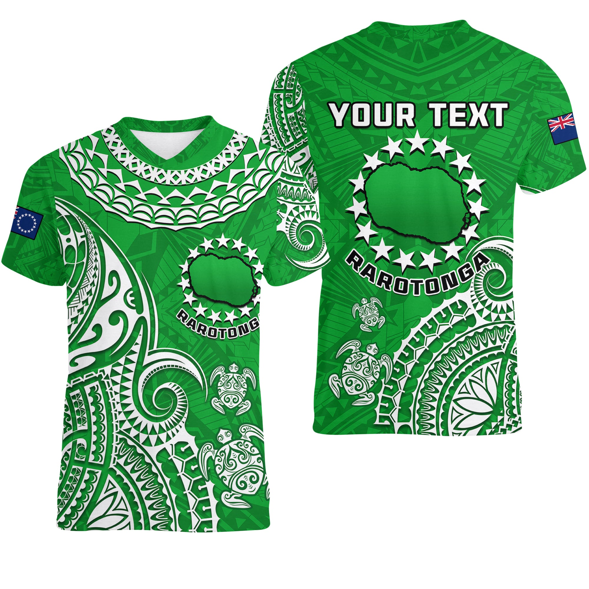(Custom Personalised) Rarotonga Cook Islands Polynesian Turtle Art Women V Neck T Shirt - Wonder Print Shop