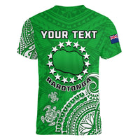 (Custom Personalised) Rarotonga Cook Islands Polynesian Turtle Art Women V Neck T Shirt - Wonder Print Shop