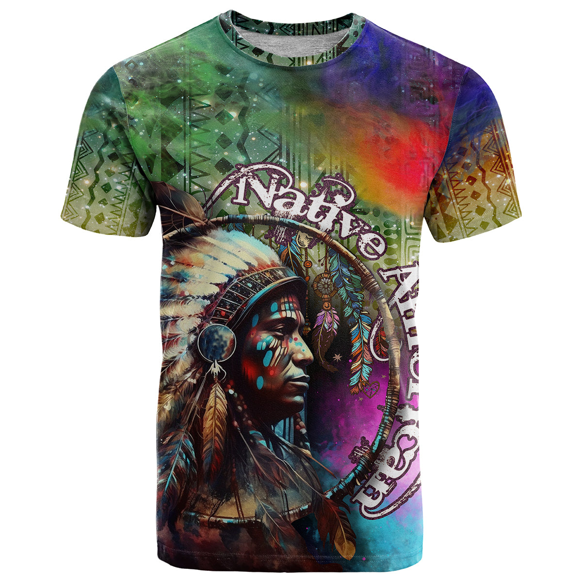 Native American Indian Chief Man Headdress T Shirt - Wonder Print Shop