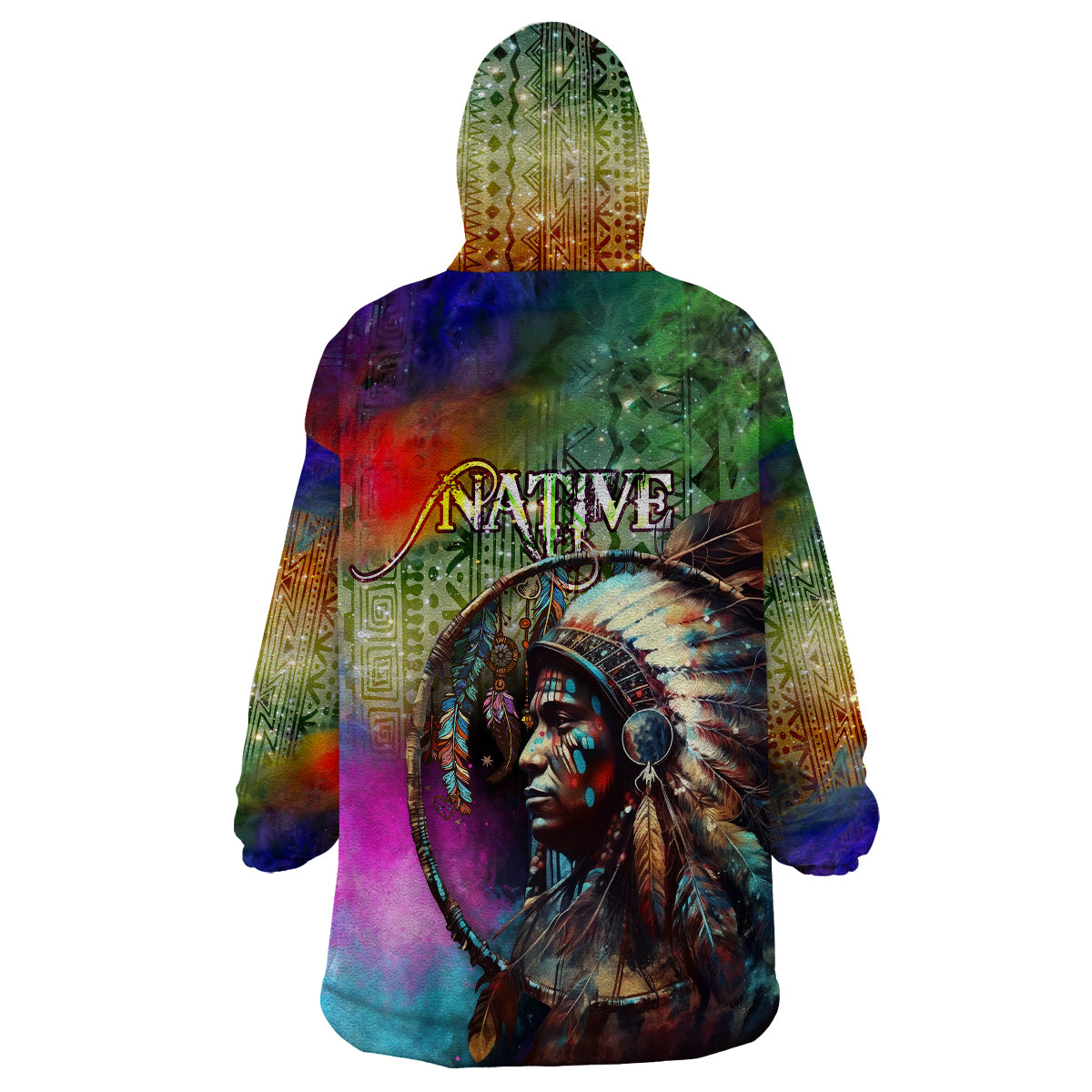 Native American Indian Chief Man Headdress Wearable Blanket Hoodie - Wonder Print Shop