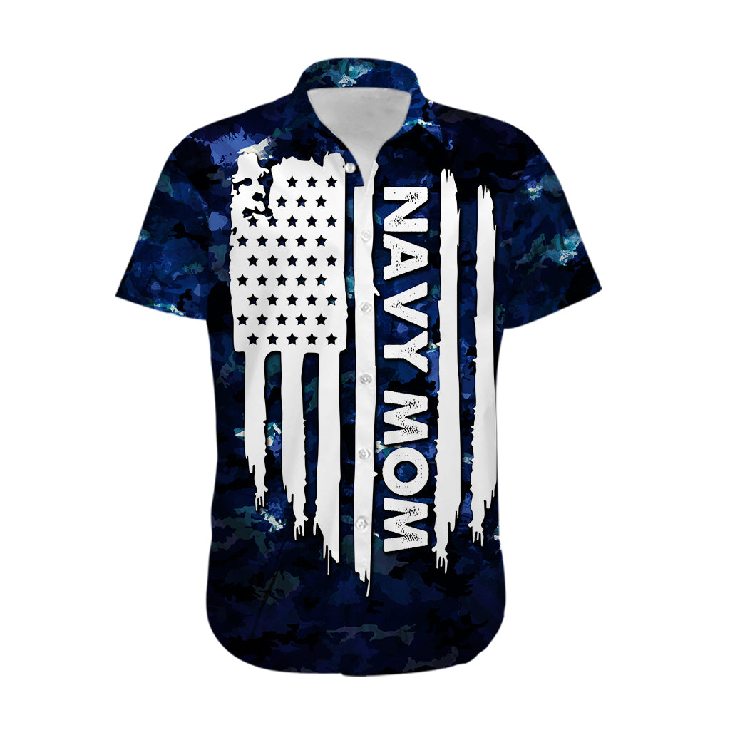 Mother's Day - Navy Mom Camo Style Mom's Love Is Stronger Than Waves Hawaiian Shirt TS07 - Wonder Print Shop