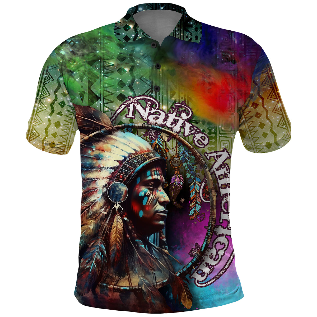 Native American Indian Chief Man Headdress Polo Shirt - Wonder Print Shop