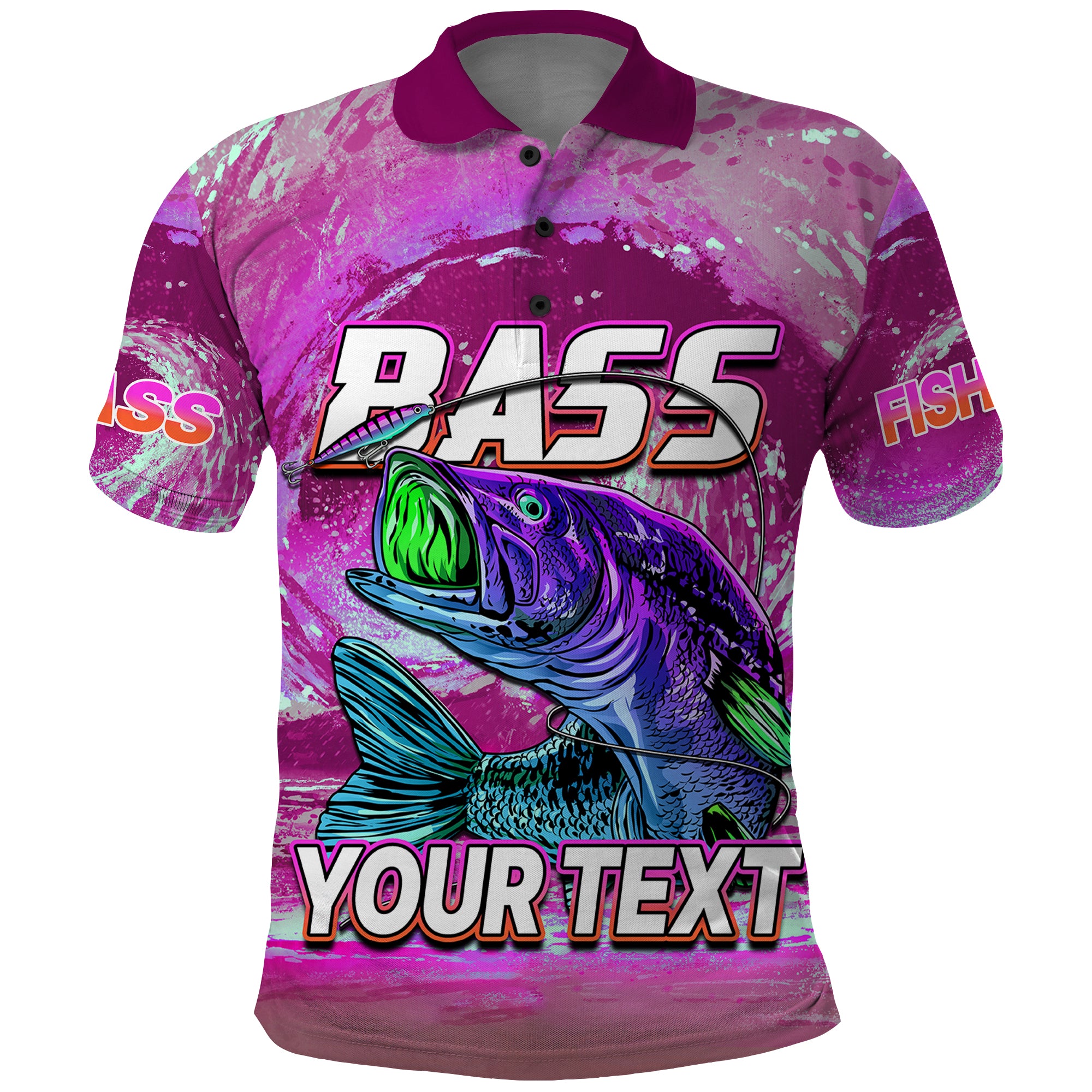 Custom Bass Fishing is Life Hook Sport Largemouth Pink Polo Shirt - Wonder Print Shop