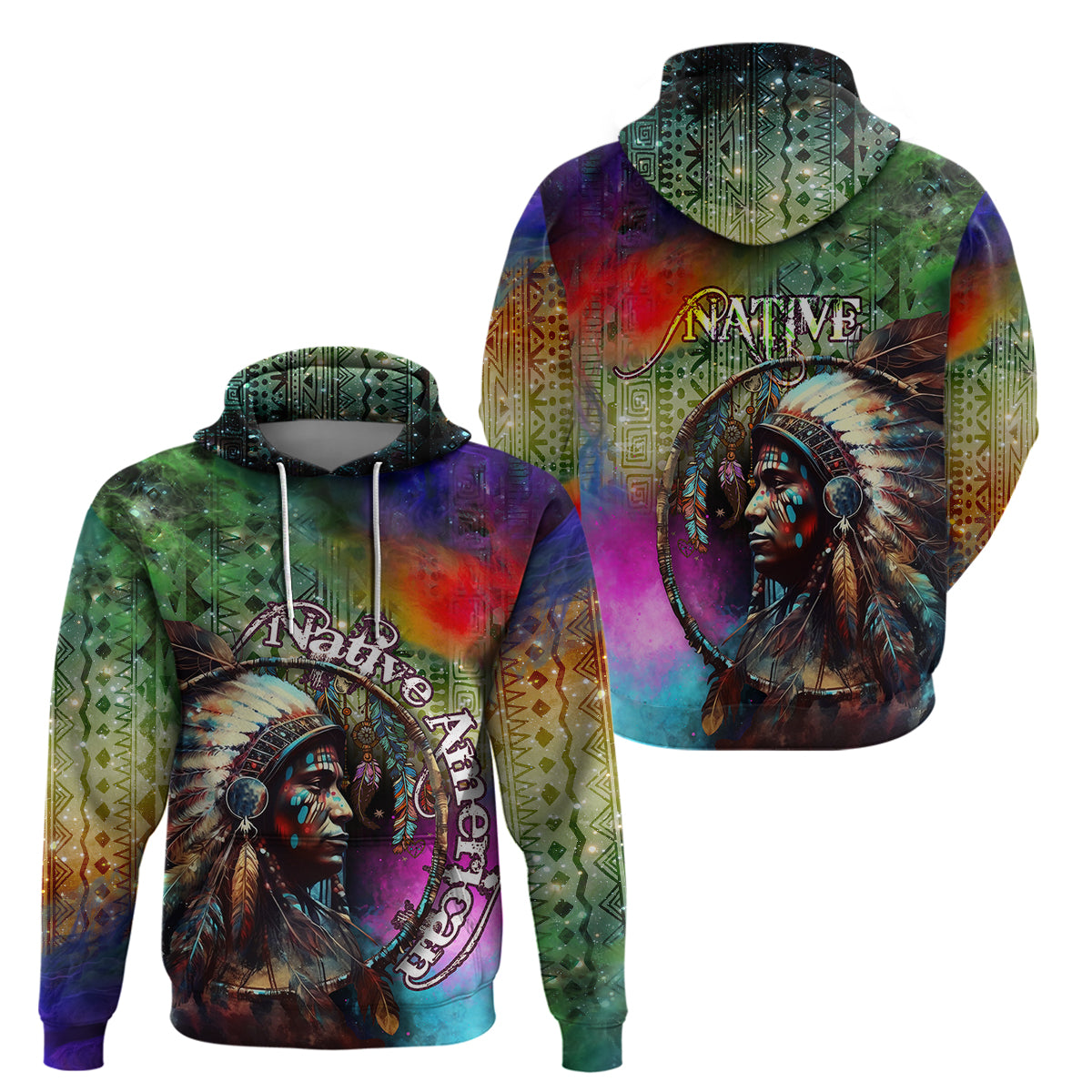 Native American Indian Chief Man Headdress Hoodie - Wonder Print Shop