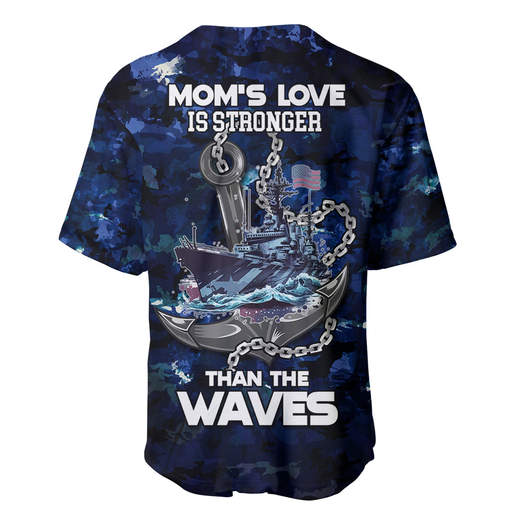 Mother's Day - Navy Mom Camo Style Mom's Love Is Stronger Than Waves Baseball Jersey TS07 - Wonder Print Shop
