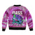 (Custom Personalised) Bass Fishing is Life Hook Sport Largemouth Pink Sleeve Zip Bomber Jacket - Wonder Print Shop