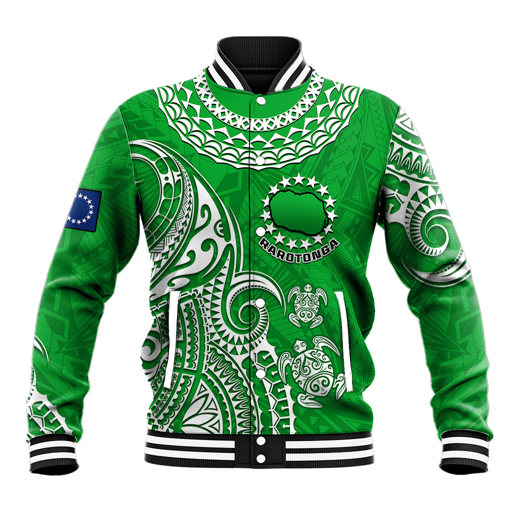 (Custom Personalised) Rarotonga Cook Islands Polynesian Turtle Art Baseball Jacket - Wonder Print Shop