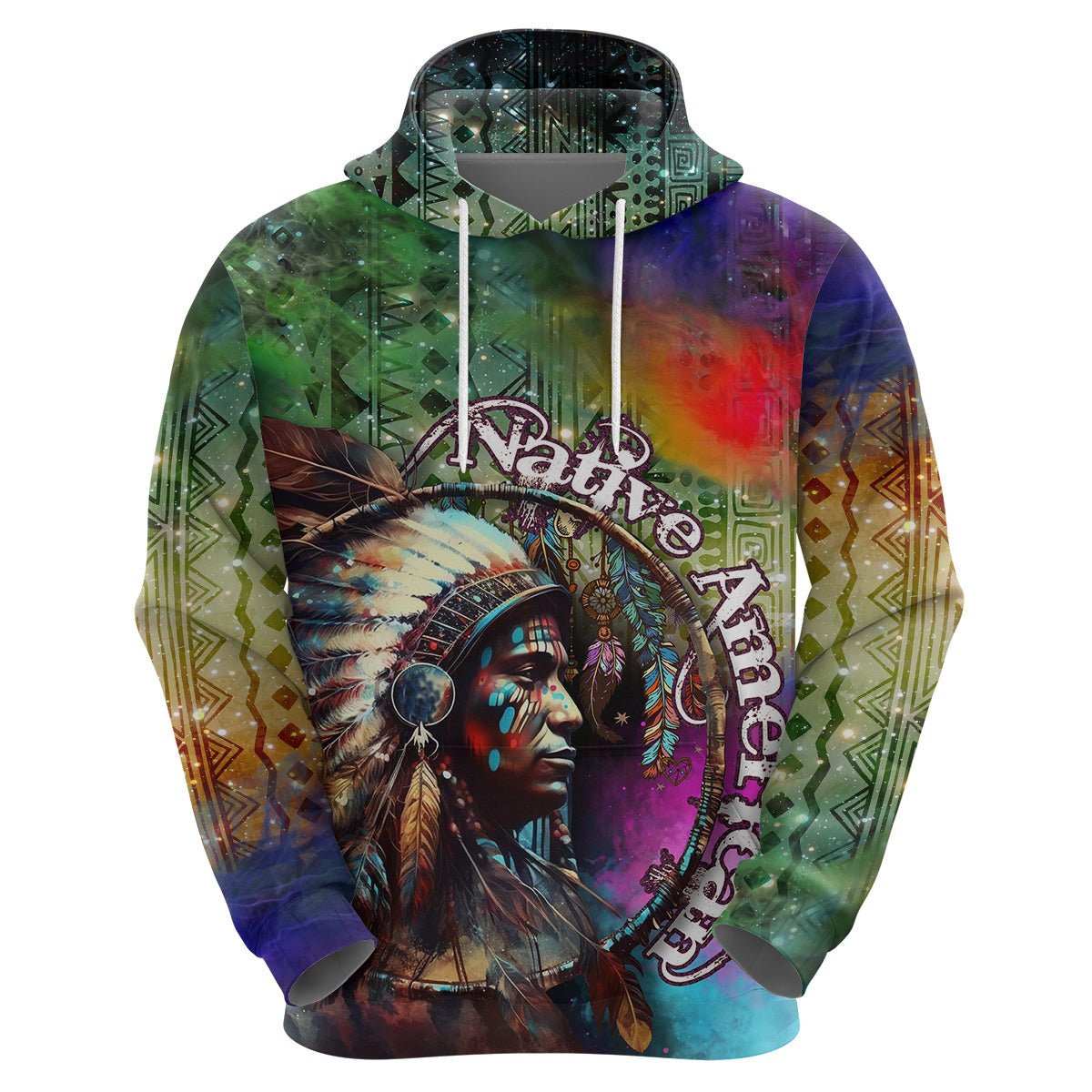 Native American Indian Chief Man Headdress Hoodie - Wonder Print Shop