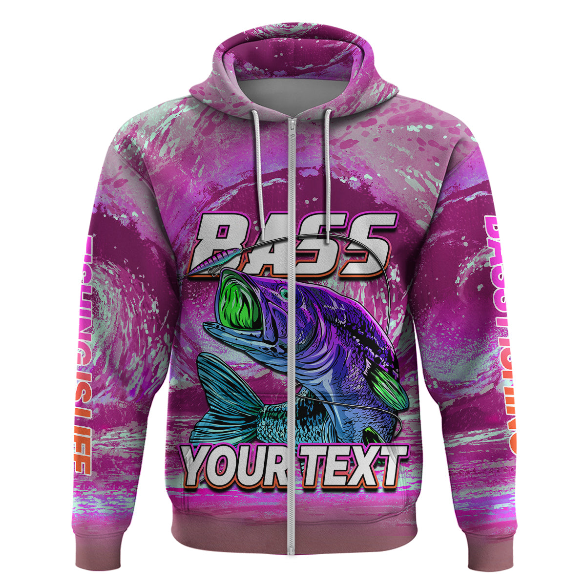Custom Bass Fishing is Life Hoodie Hook Sport Largemouth Pink - Wonder Print Shop