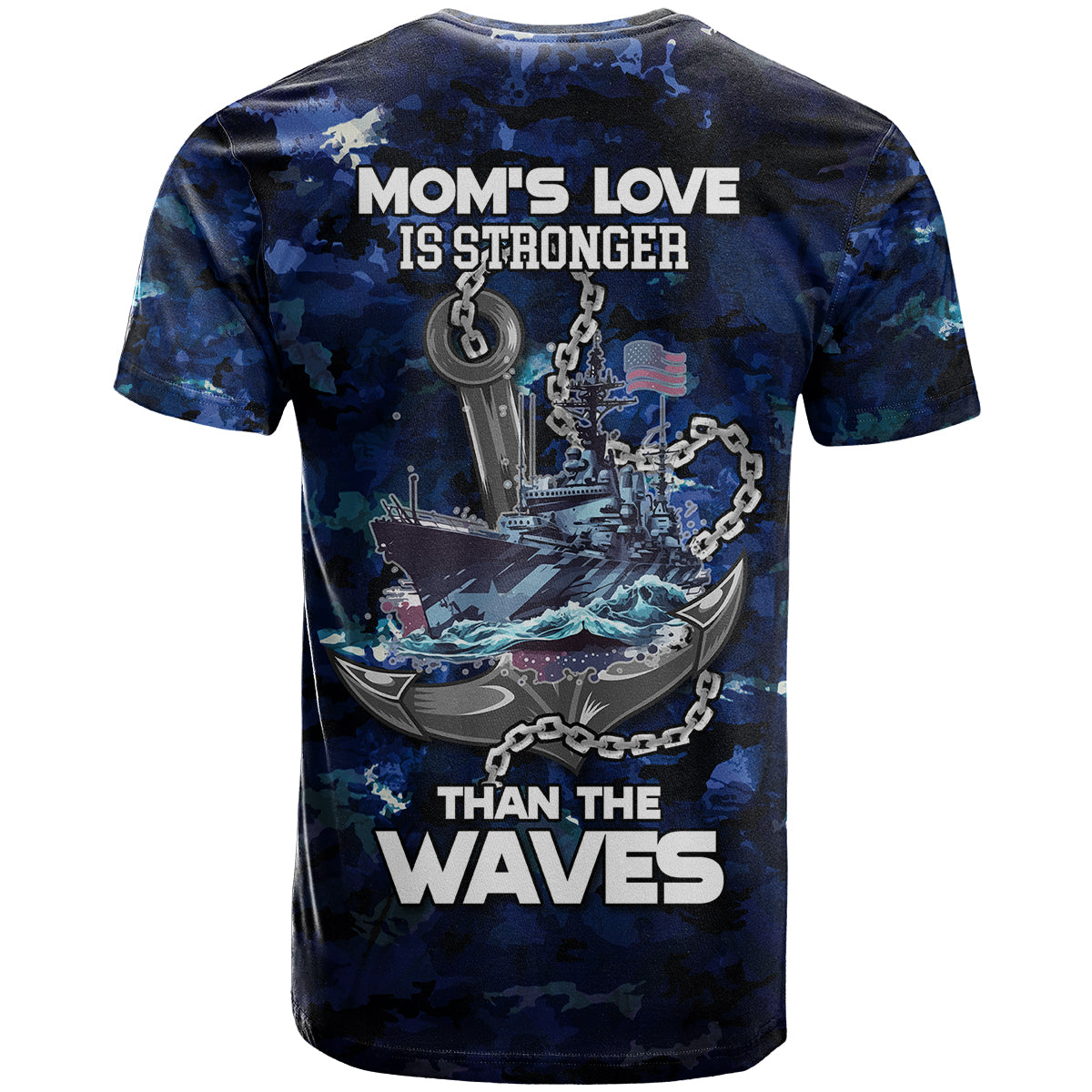 Mother's Day Navy Mom Camo Style Mom's Love Is Stronger Than Waves T Shirt TS07 - Wonder Print Shop