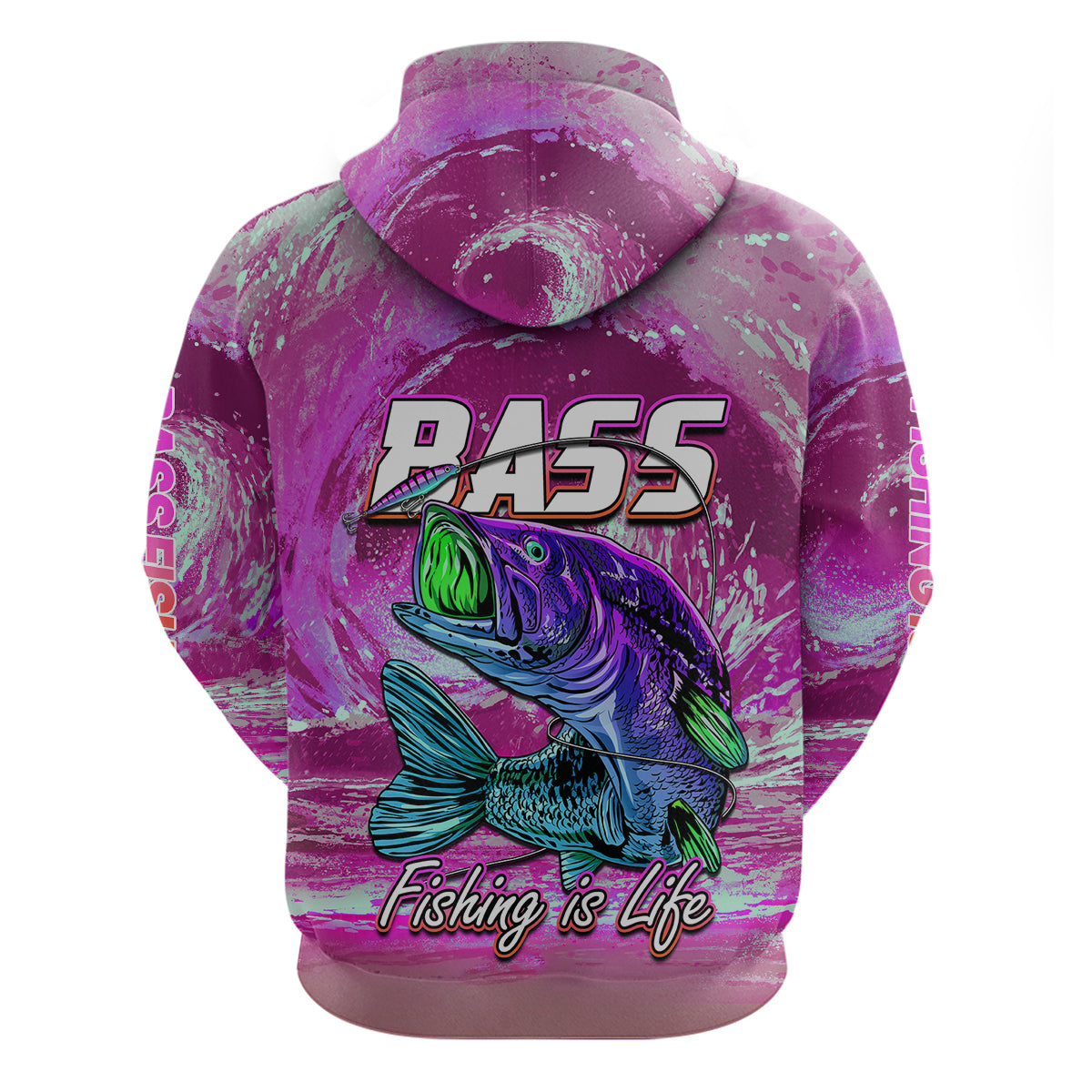 Custom Bass Fishing is Life Hoodie Hook Sport Largemouth Pink - Wonder Print Shop