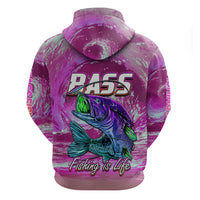 Custom Bass Fishing is Life Hoodie Hook Sport Largemouth Pink - Wonder Print Shop