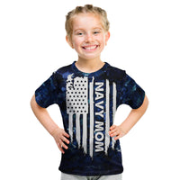 Mother's Day - Navy Mom Camo Style Mom's Love Is Stronger Than Waves Kid T Shirt TS07 - Wonder Print Shop