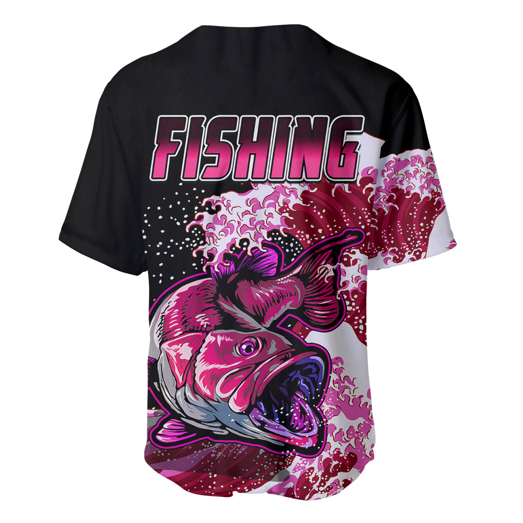 Largemouth Bass Fishing Pink Baseball Jersey LT9 - Wonder Print Shop