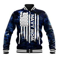 Mother's Day - Navy Mom Camo Style Mom's Love Is Stronger Than Waves Baseball Jacket TS07 - Wonder Print Shop
