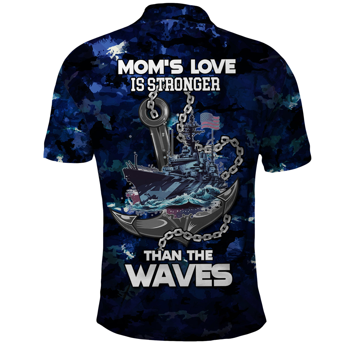 Mothers Day Navy Mom Camo Style Moms Love Is Stronger Than Waves Polo Shirt TS07 - Wonder Print Shop