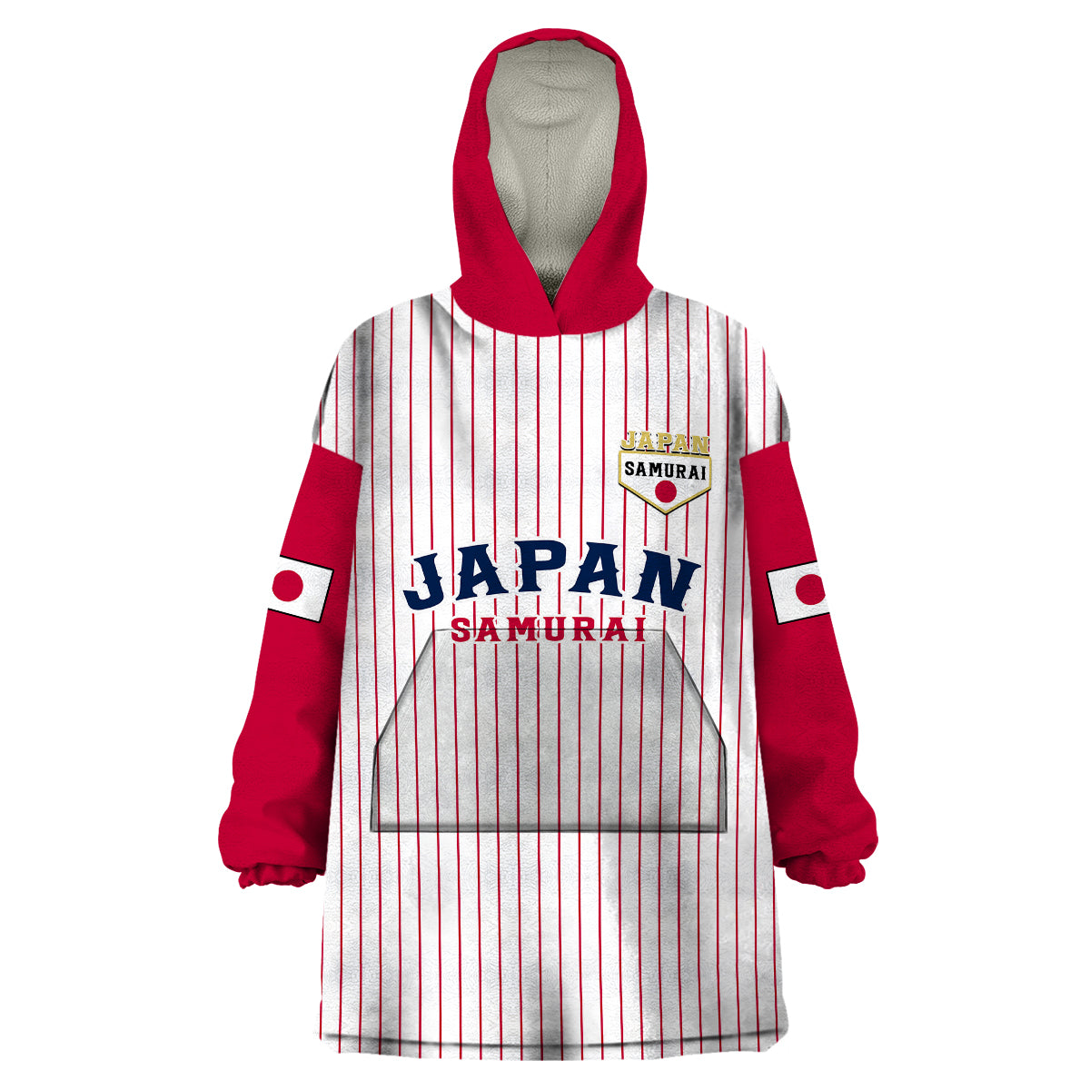 (Custom Text And Number) Japan 2023 Baseball Simple Style Wearable Blanket Hoodie - Wonder Print Shop