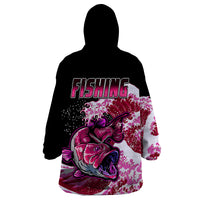 Largemouth Bass Fishing Pink Wearable Blanket Hoodie - Wonder Print Shop