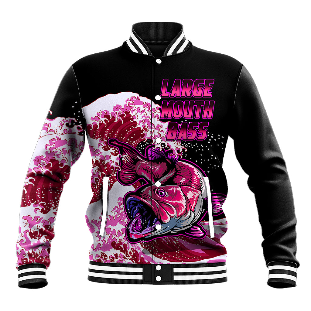 Largemouth Bass Fishing Pink Baseball Jacket LT9 - Wonder Print Shop