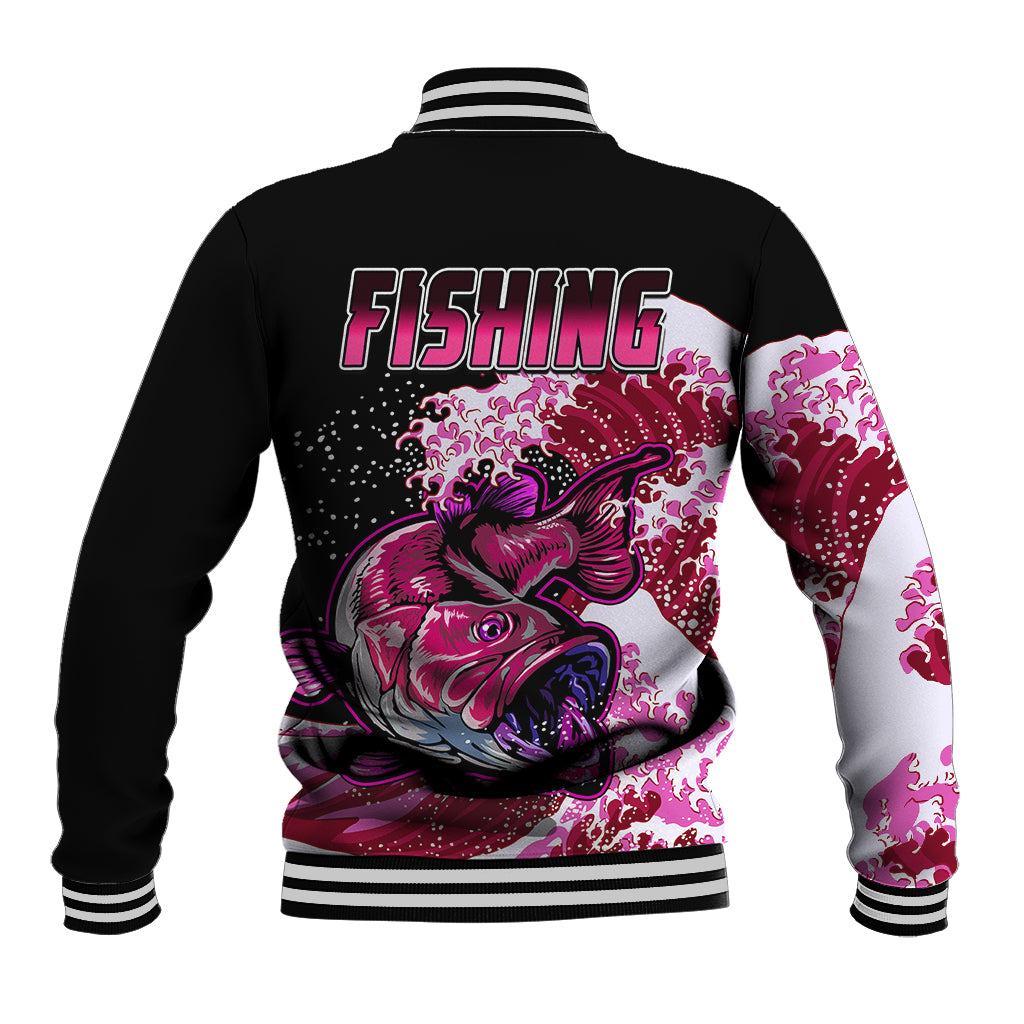Largemouth Bass Fishing Pink Baseball Jacket LT9 - Wonder Print Shop
