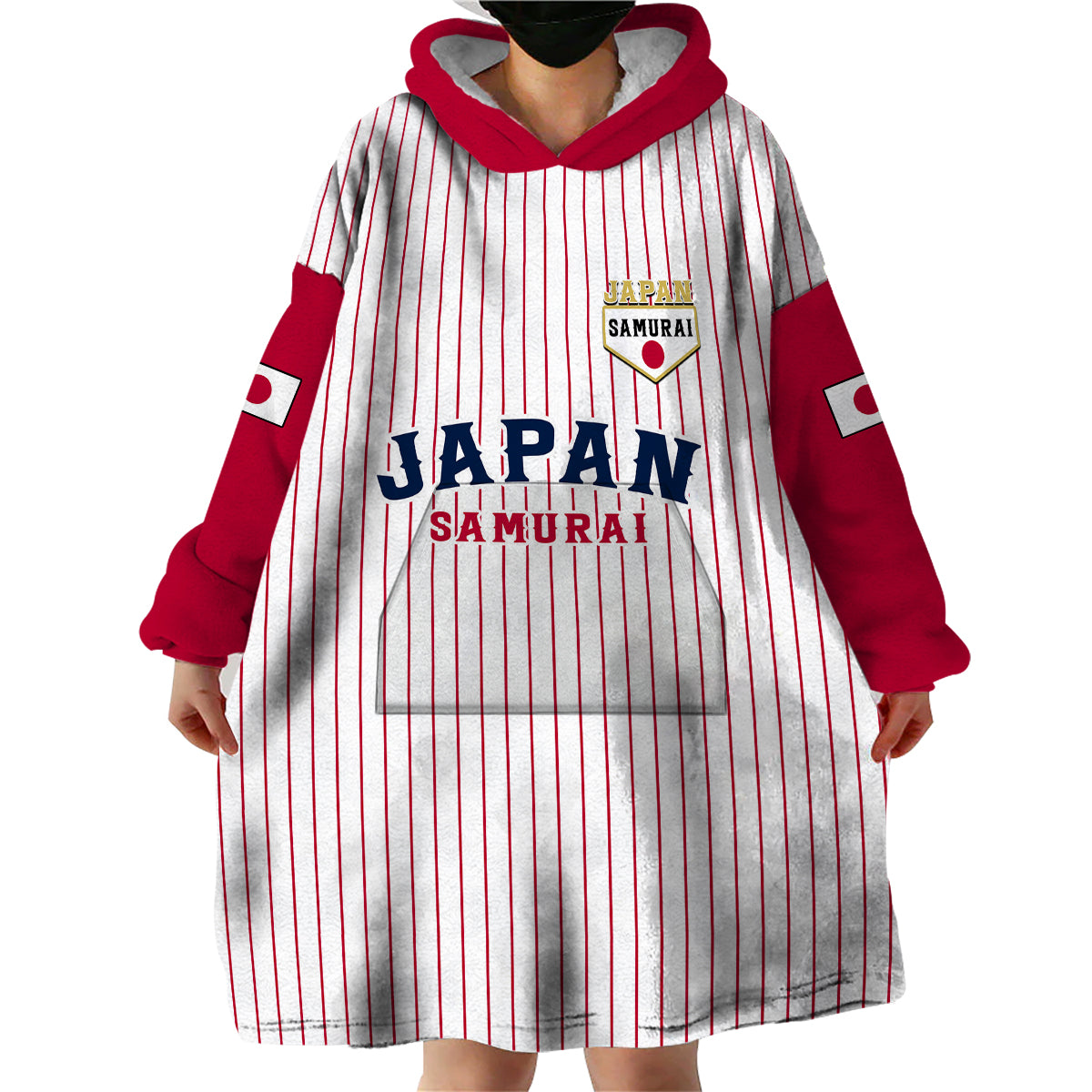 (Custom Text And Number) Japan 2023 Baseball Simple Style Wearable Blanket Hoodie - Wonder Print Shop