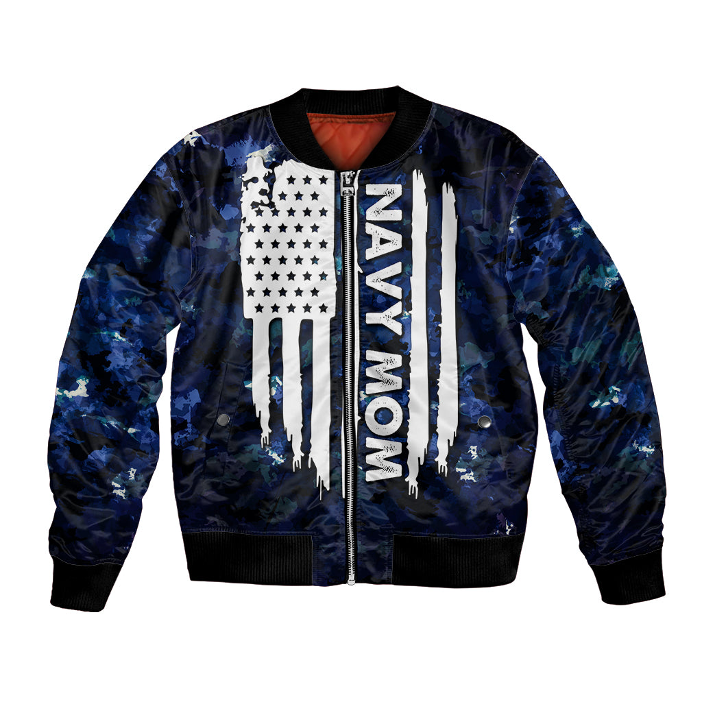 Mother's Day - Navy Mom Camo Style Mom's Love Is Stronger Than Waves Bomber Jacket TS07 - Wonder Print Shop