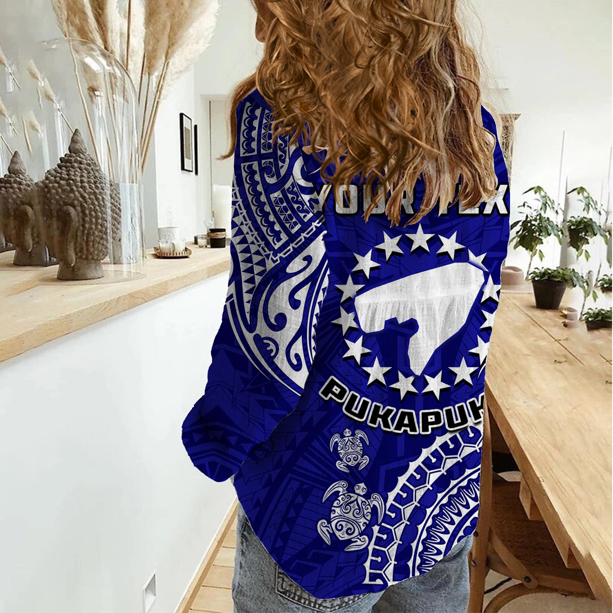 (Custom Personalised) Pukapuka Cook Islands Polynesian Turtle Art Women Casual Shirt - Wonder Print Shop